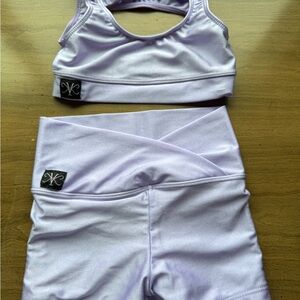 Lilac Active Crop Top & High-Waist Shorts Set Kandi Kouture medium kids